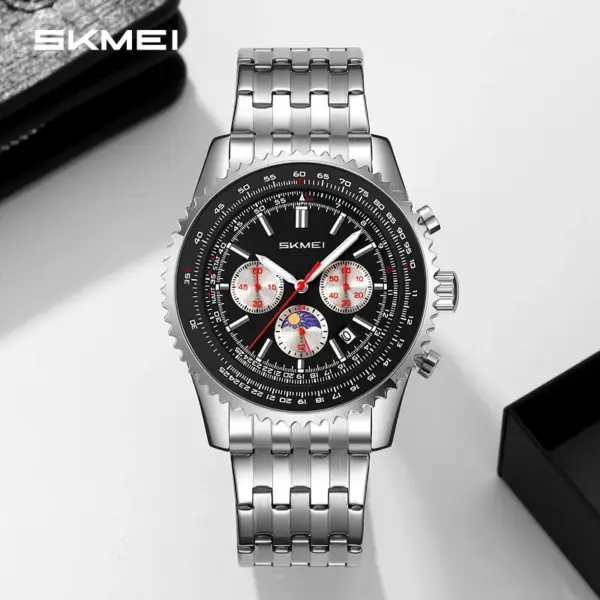 SKMEI 9348 Moon Phase Chronograph Watch SKMEI 9348 Relógio Cronógrafo com Fases da Lua – foto 4