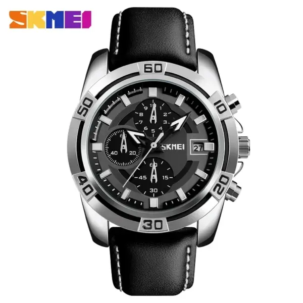 SKMEI 9156 Leather Chronograph Watch SKMEI 9156 Relógio Cronógrafo com Pulseira de Couro – foto 3