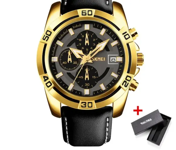 SKMEI 9156 Leather Chronograph Watch – photo 2
