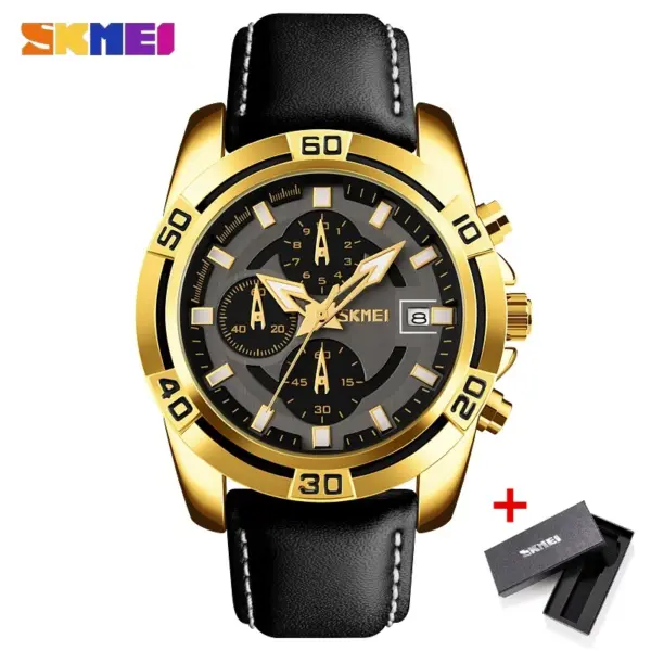 SKMEI 9156 Relógio Cronógrafo com Pulseira de Couro – foto 2