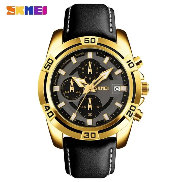SKMEI 9156 Leather Chronograph Watch SKMEI 9156 Relógio Cronógrafo com Pulseira de Couro – foto 4