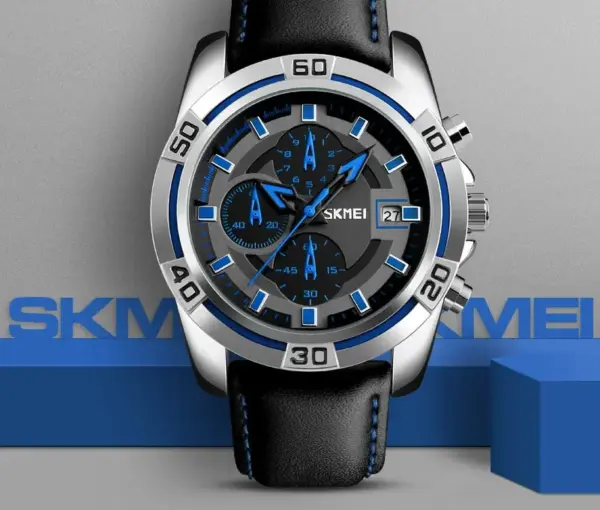 SKMEI 9156 Leather Chronograph Watch