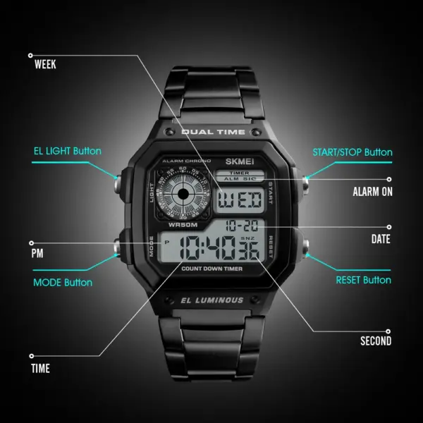 SKMEI 1335 Retro Square Digital Watch SKMEI 1335 Retro Square Digital Watch – photo 4
