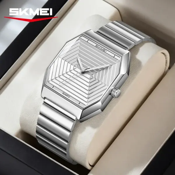 SKMEI 9393 Geometric Dial Steel Watch