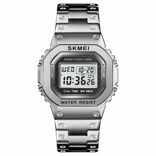 SKMEI 1456 Square Steel Digital Watch