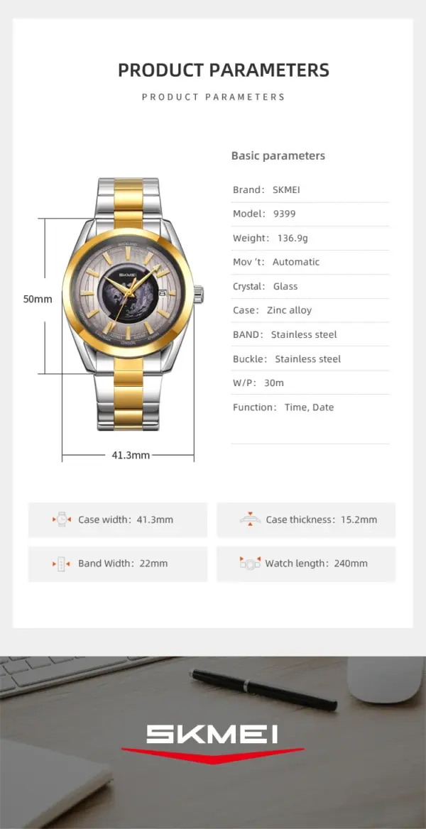 SKMEI 9399 SKMEI 9399 Automatic Steel Bracelet Watch – photo 9